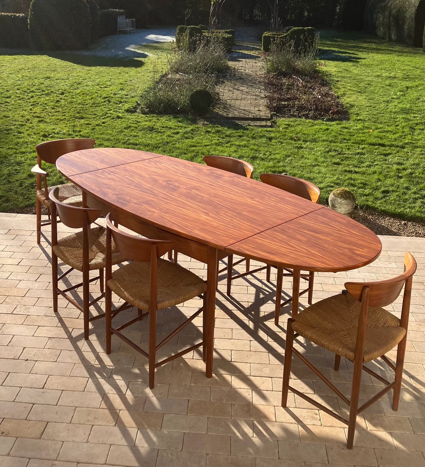 Mid Century Modern Teak Dining Set Comprising of a Chair Set by Perter Hvidt and Orla Mølgaard Nielsen and a Scandinavian Teak Table