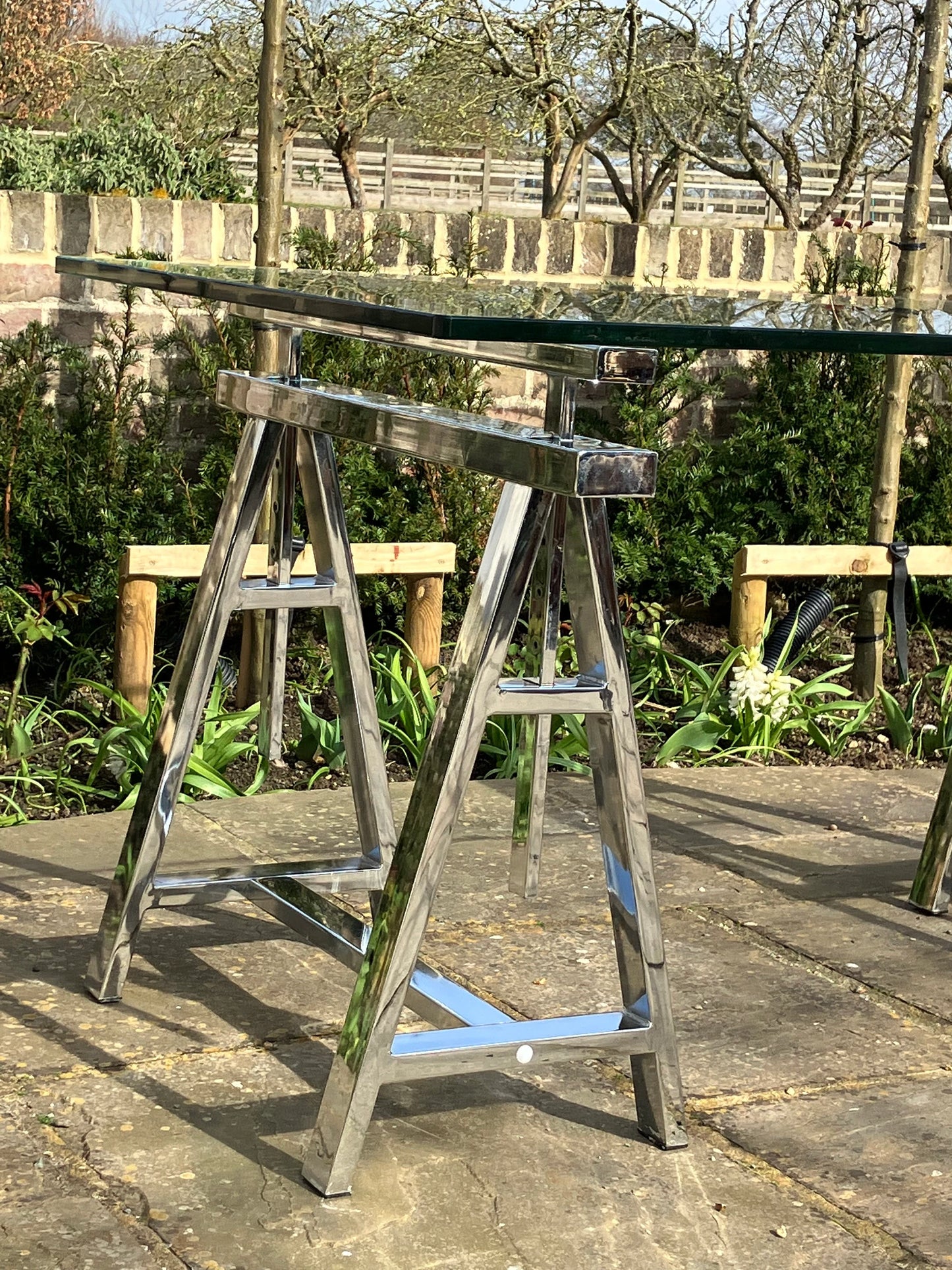 Vintage Mid Century Modern Chrome and Glass Desk Italian