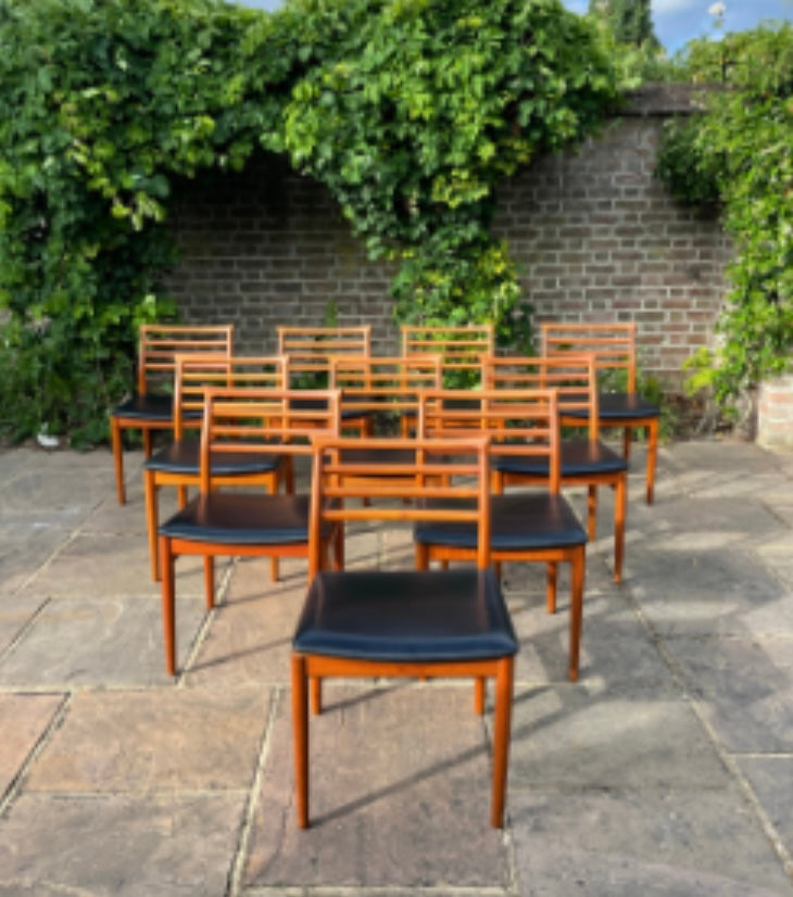 Teak Dining Set For Sorø Stolefabrik with a Model 62 Table By Henning Kjærnulf and 10 Chairs by Erling Torvits Mid Century Modern Danish