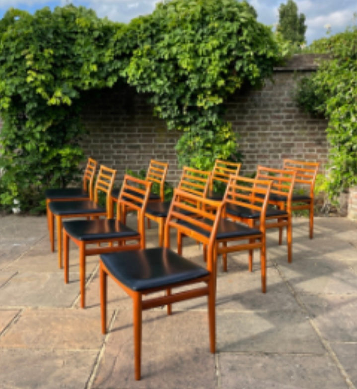 Teak Dining Set For Sorø Stolefabrik with a Model 62 Table By Henning Kjærnulf and 10 Chairs by Erling Torvits Mid Century Modern Danish