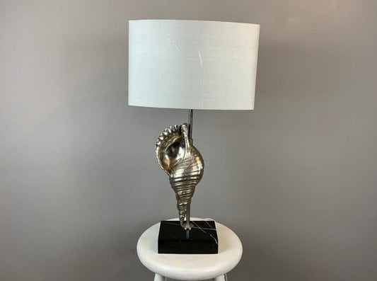 Silver Coloured Metal Chapman-style Shell Lamp - Desk/ Side /Bedroom /Living Room Lamp