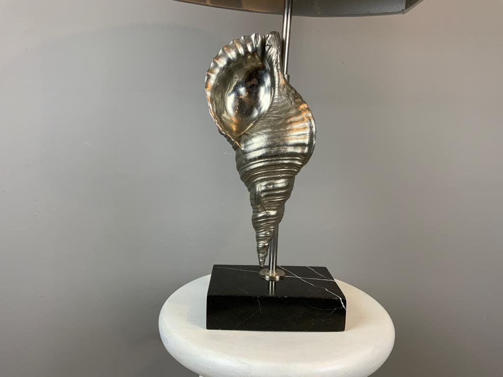 Silver Coloured Metal Chapman-style Shell Lamp - Desk/ Side /Bedroom /Living Room Lamp