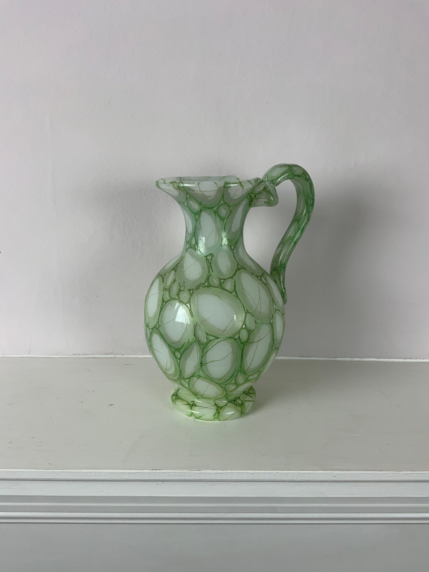 A Late 19th Century Richardson Syle Elegant Green Opaline Glass Jug