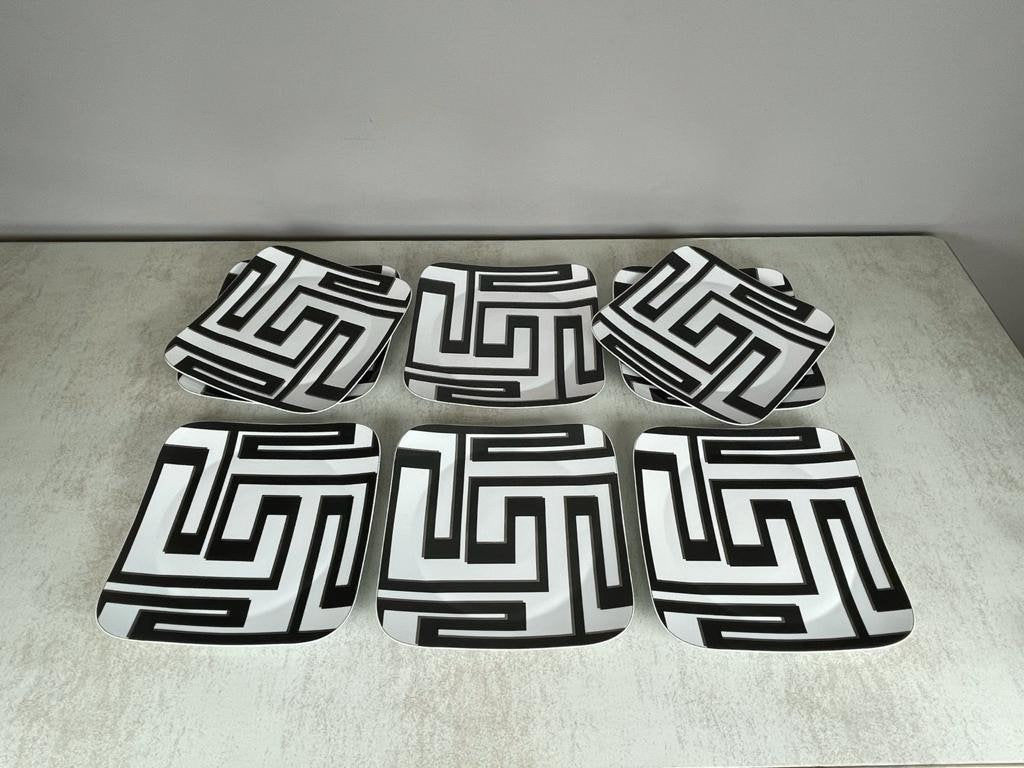 No 4 - 2 xMid Century Modern 1980s Geometric Dedalo Versace Dinner Plates / Service Charger