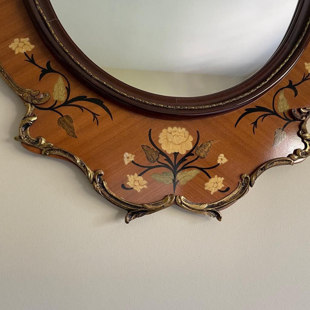 Beautiful Mid Century Modern Floral Mirror by Soriano R Espana in the Dutch Style
