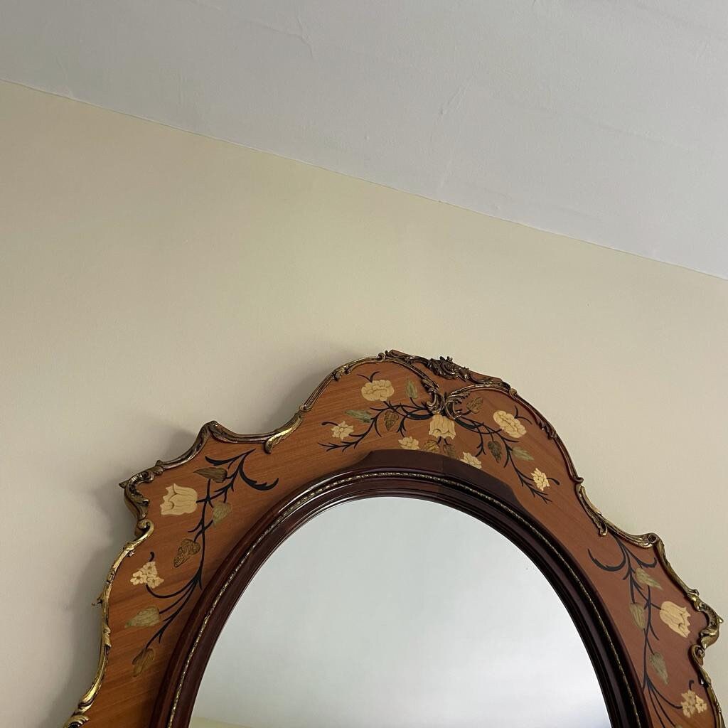 Beautiful Mid Century Modern Floral Mirror by Soriano R Espana in the Dutch Style
