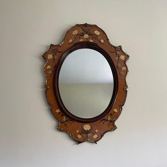 Beautiful Mid Century Modern Floral Mirror by Soriano R Espana in the Dutch Style