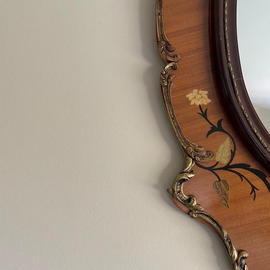 Beautiful Mid Century Modern Floral Mirror by Soriano R Espana in the Dutch Style