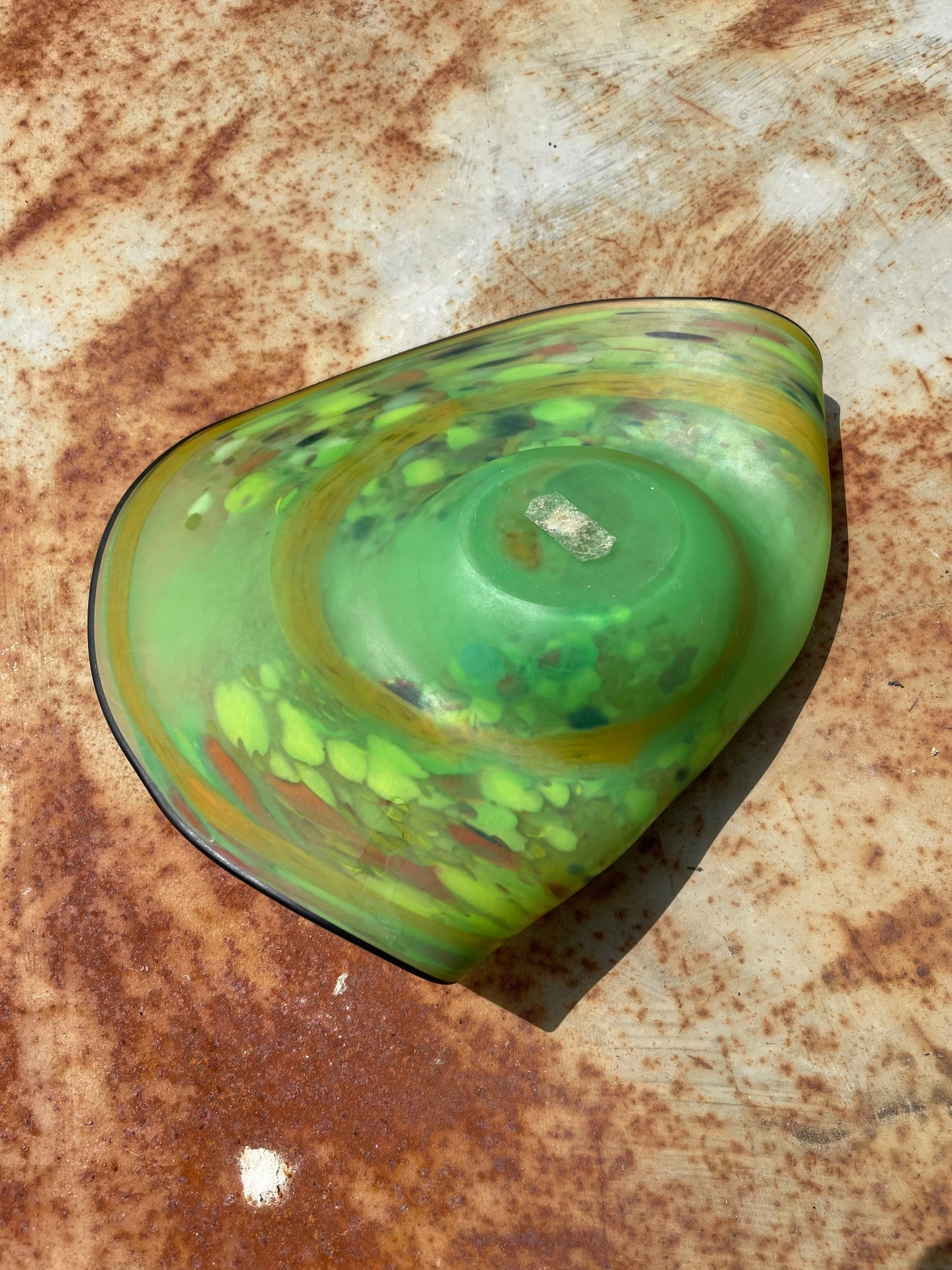 Vintage Green Romanian Glass Ash Tray / Dish by Ioam Nemtoi