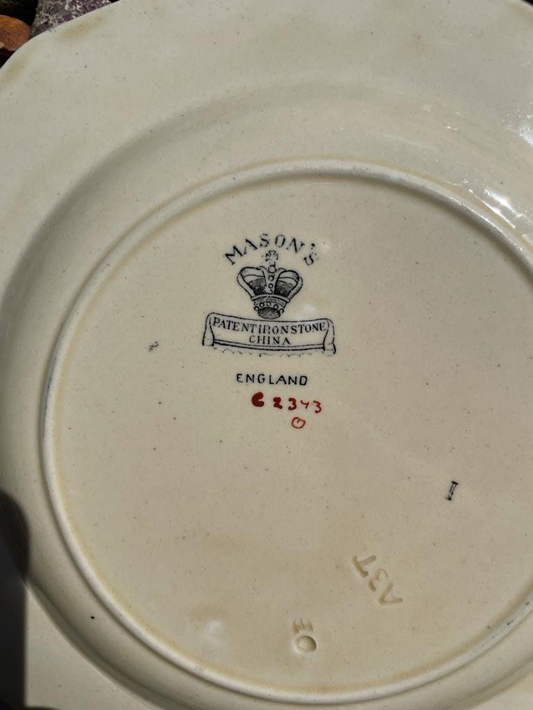 Vintage Mason ironstone Lotus Flower Handpainted Plates