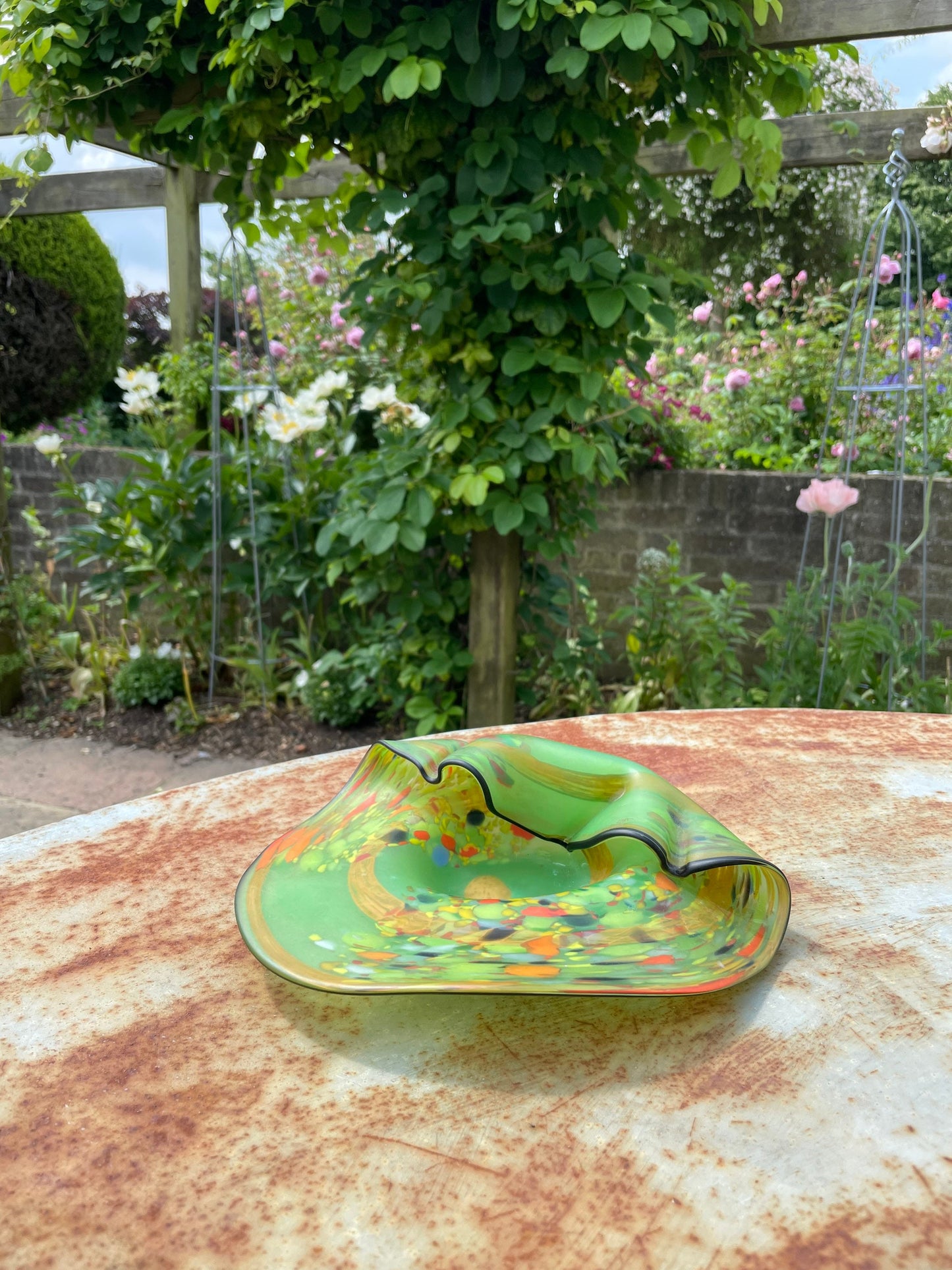 Vintage Green Romanian Glass Ash Tray / Dish by Ioam Nemtoi