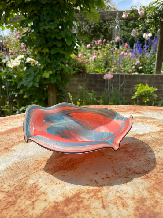Vintage Red Romanian Glass Ash Tray / Dish / Bowl by Ioam Nemtoi