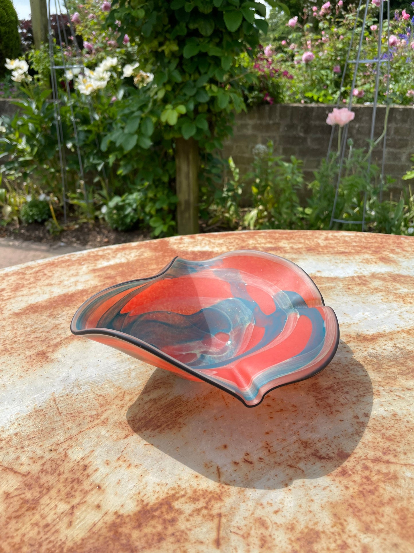 Vintage Red Romanian Glass Ash Tray / Dish / Bowl by Ioam Nemtoi