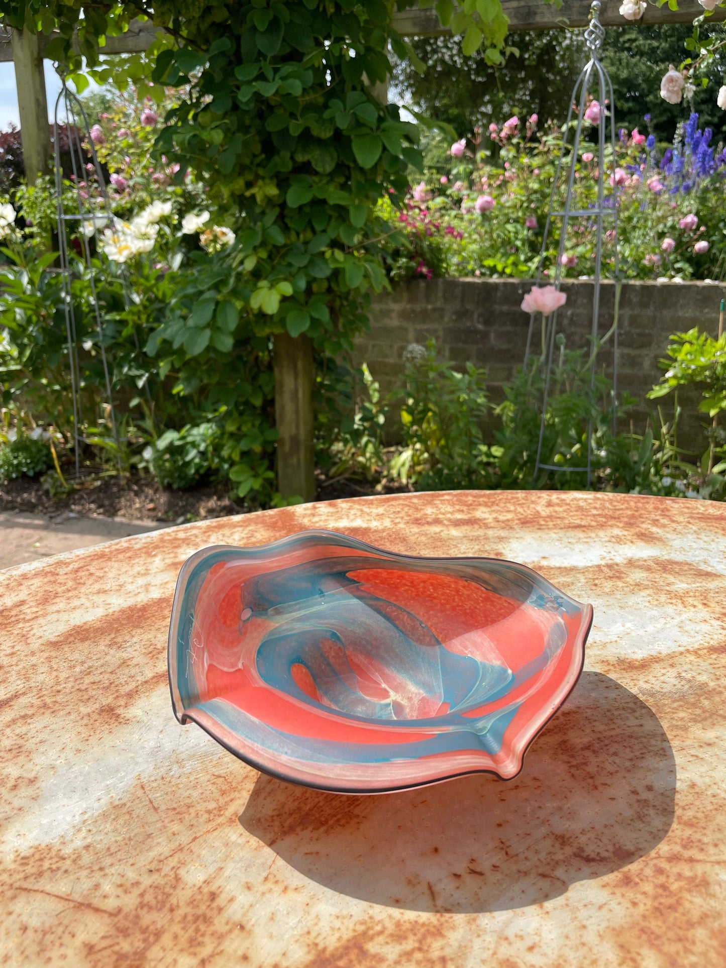 Vintage Red Romanian Glass Ash Tray / Dish / Bowl by Ioam Nemtoi