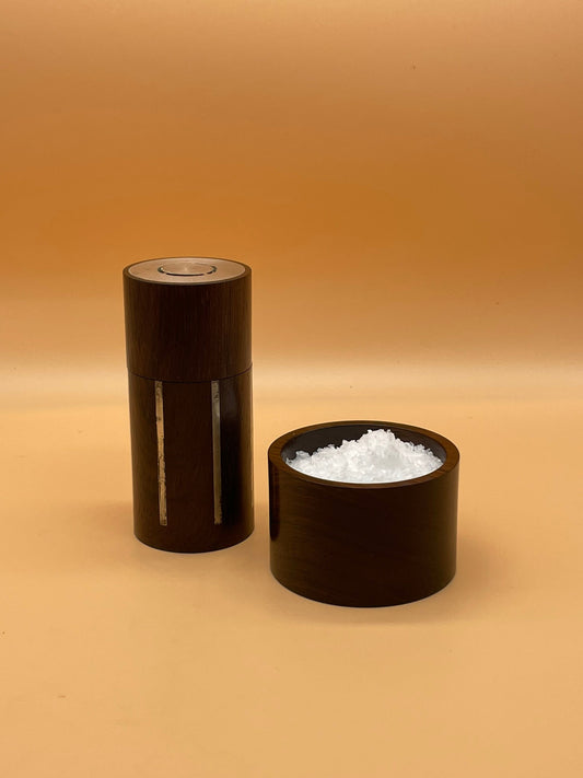 Original 1960s Mid Century Modern Danish Rosewood and Silver Condiment Set by Axel Salomonsen