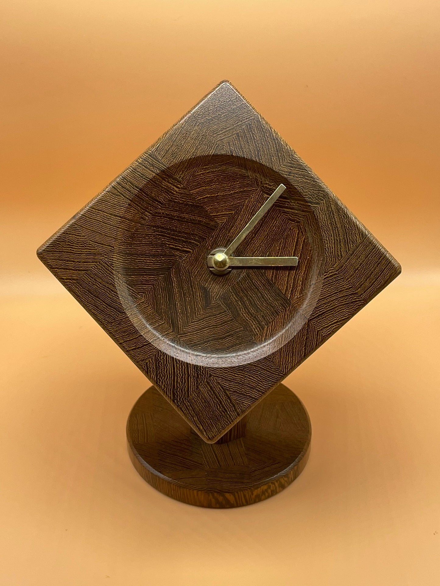 Mid Century Modern 1970s Wenge Wood Desk Clock