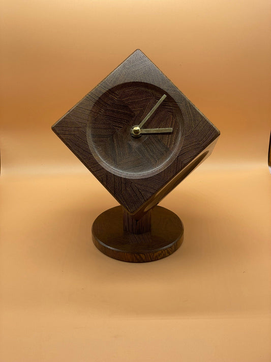 Mid Century Modern 1970s Wenge Wood Desk Clock