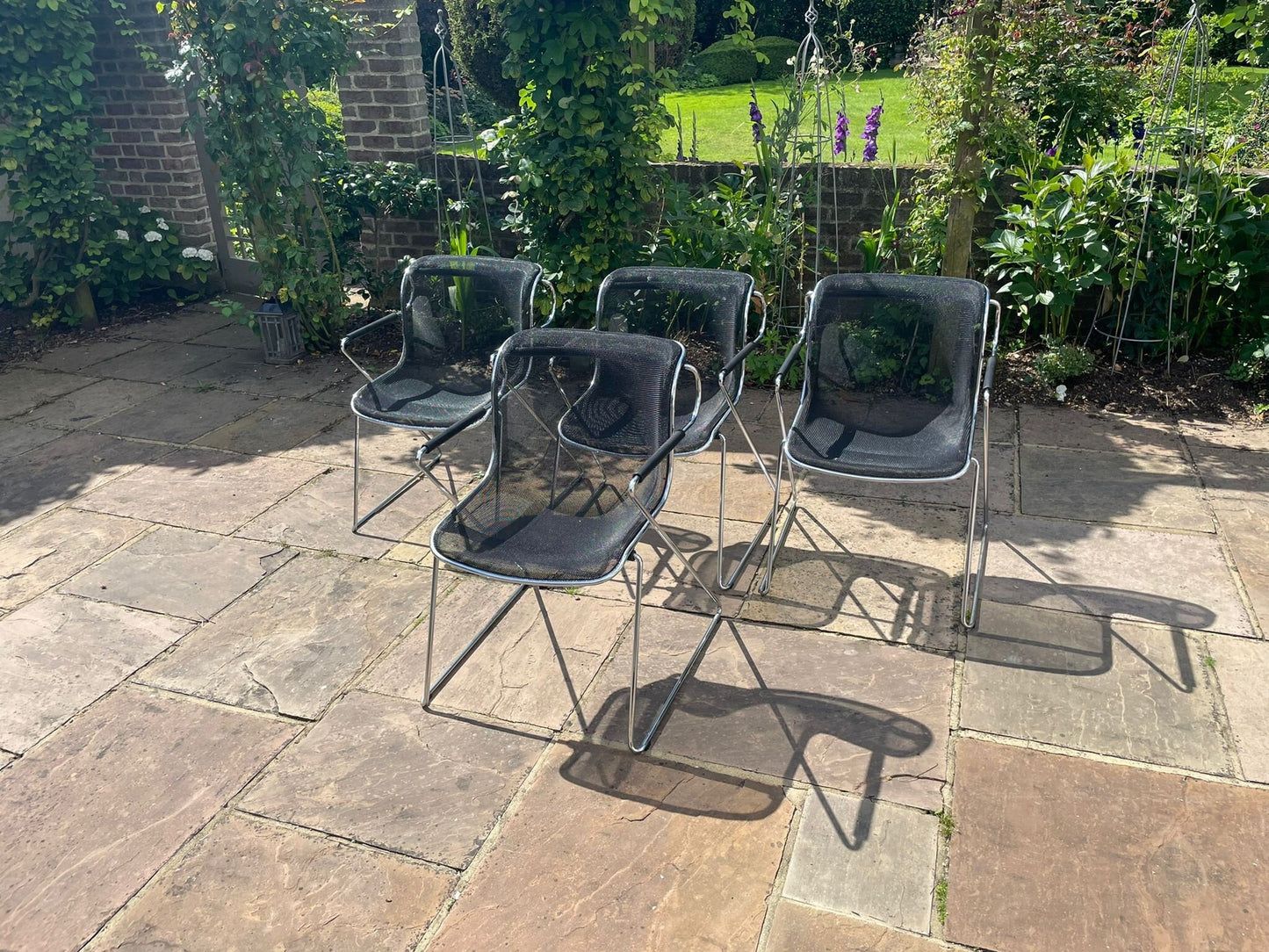 Vintage 1970s Chrome and Mesh Cantilever Armchairs/ Desk Chair