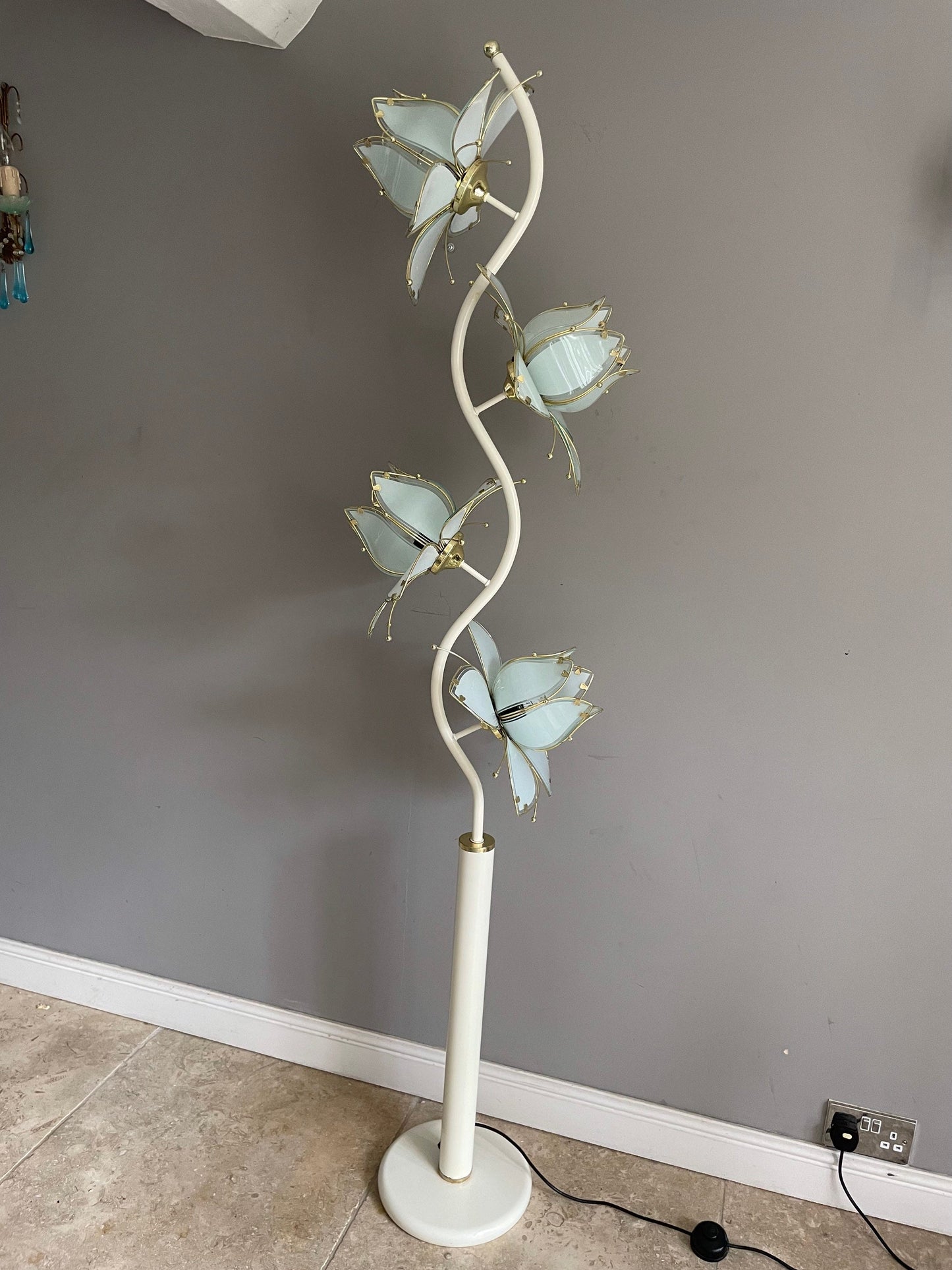 Reserved for Wiley *** Mid Century Modern Extra large Hollywood Regency Lotus Flower Floor Lamp