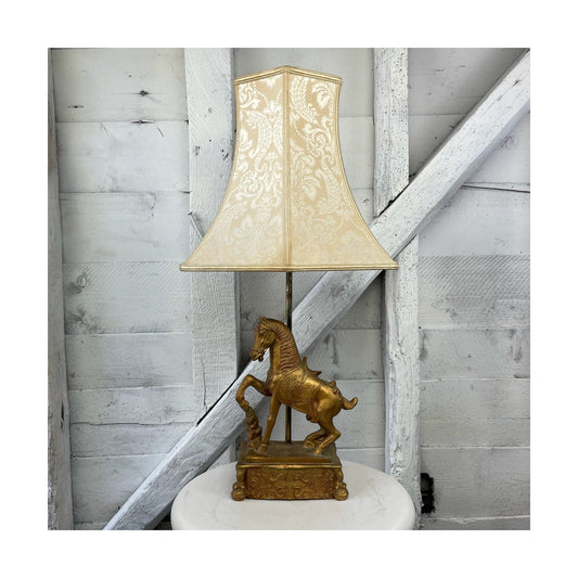 Vintage Oriental Style Warrior Horse Lamp