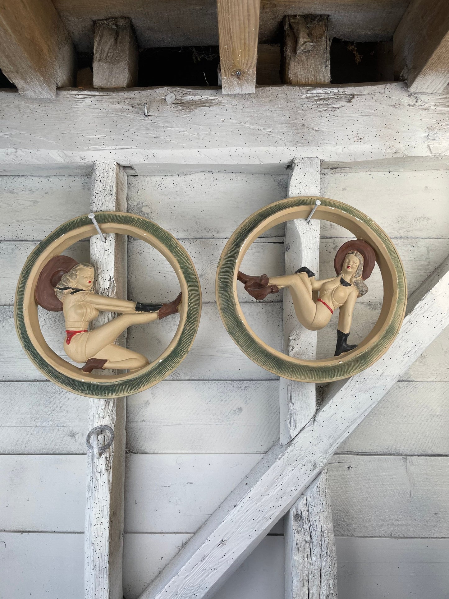 Mid Century Modern Cowgirl Wall Plaque’s /Wall Hangings
