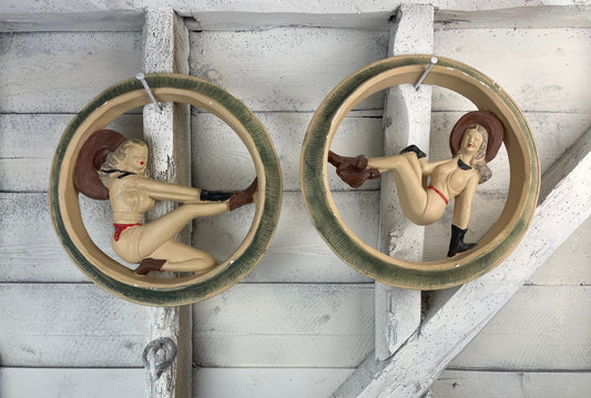 Mid Century Modern Cowgirl Wall Plaque’s /Wall Hangings