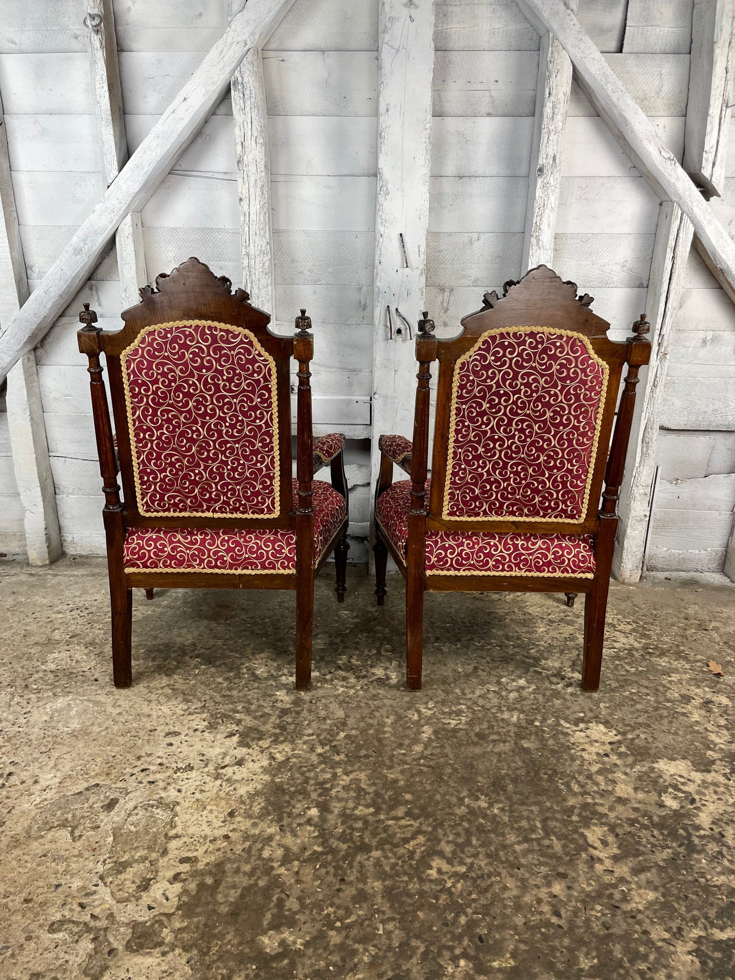 19th Century French Carved Mahogany Occasional/Arm Chairs