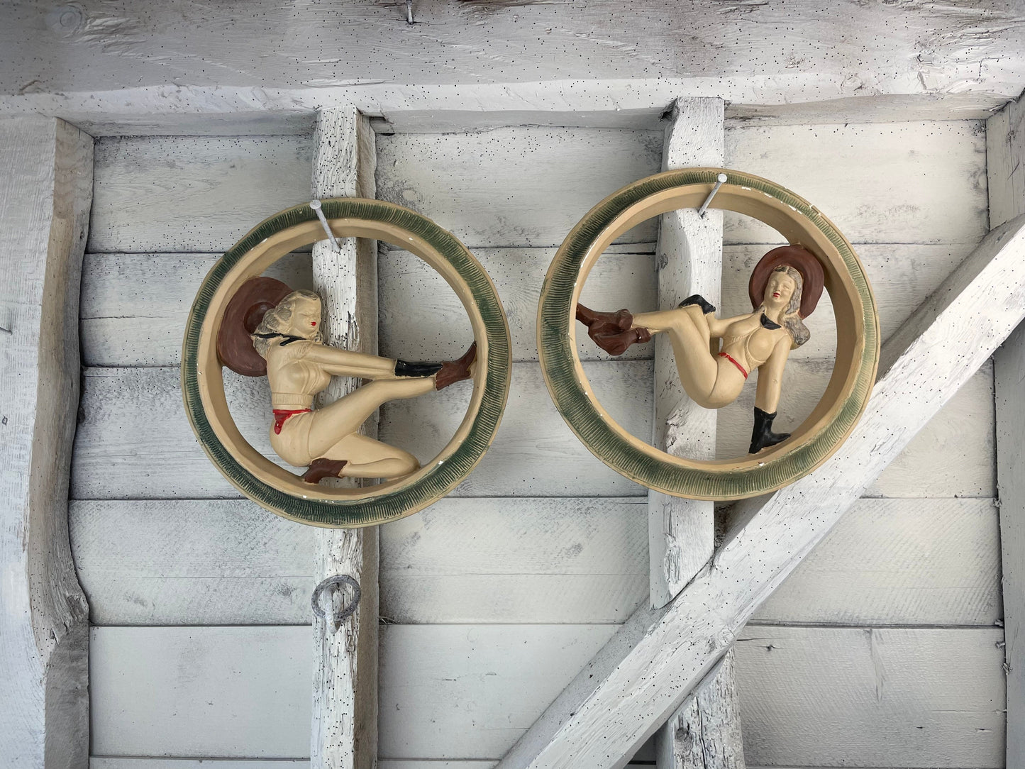 Mid Century Modern Cowgirl Wall Plaque’s /Wall Hangings
