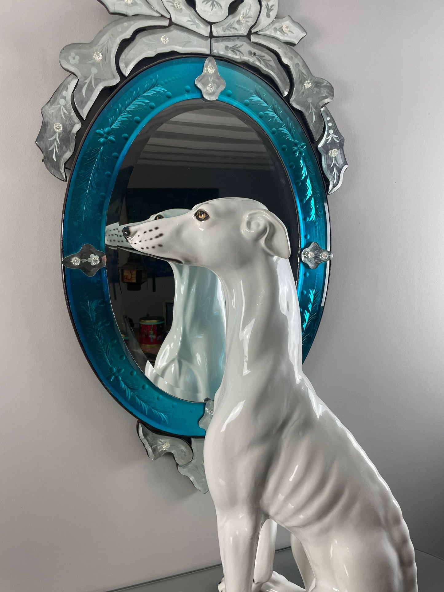 Mid Century Modern Large Italian Ceramic Dog/Greyhound 1970's Statue / Art Piece