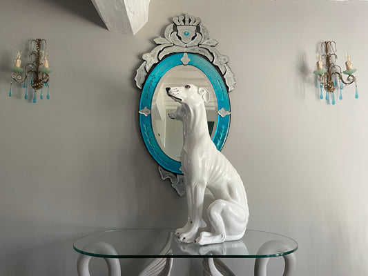 Mid Century Modern Large Italian Ceramic Dog/Greyhound 1970's Statue / Art Piece