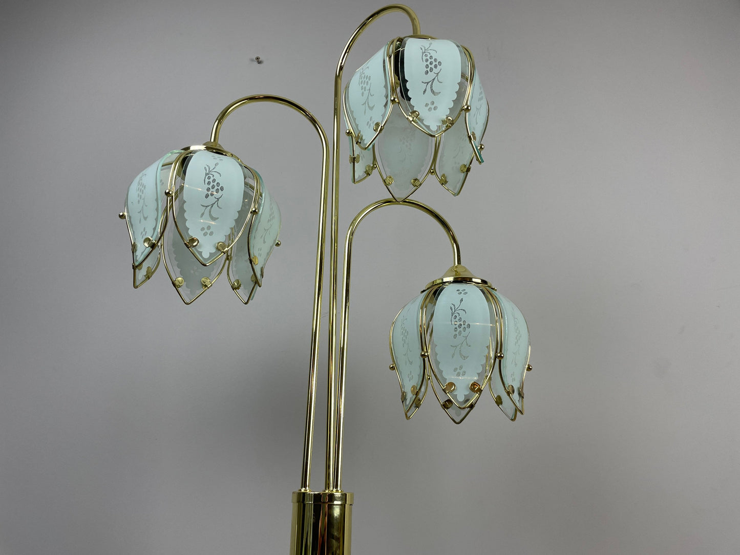 Reserved for Ashley **** Italian Vintage Hollywood Regency mid century White Flower brass floor lamp