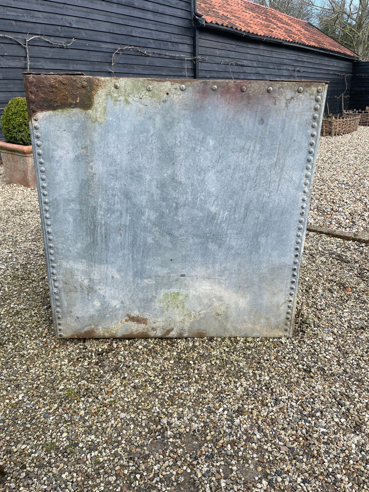 Vintage Riveted Galvanised Water Tank/Planter