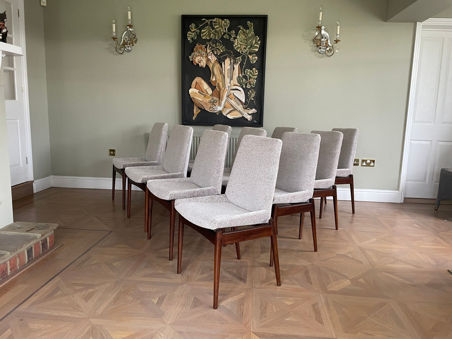 Set Of 10 Rosewood Dining Chairs by Robert Heritage for Archie Shine Mid Century Modern 1950's (Carvers not included) - - Pending A10 certificate