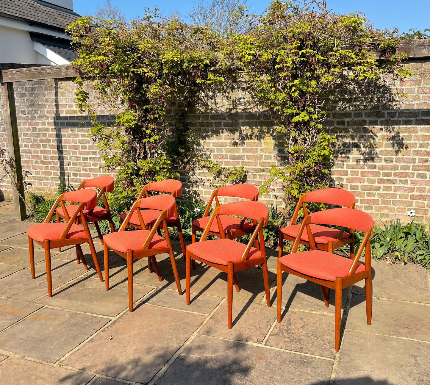 Set of 10 Kai Kristiansen Model 31 Teak Dining Chairs Danish Mid Century Modern 1960s With Custom Wool Upholster - Pending A10 certificate