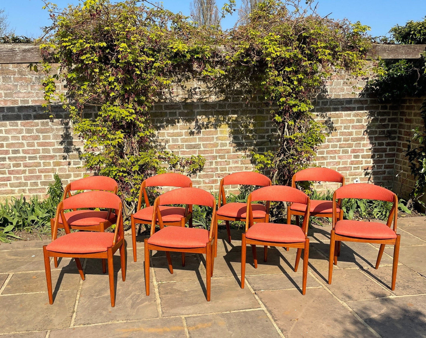 Set of 10 Kai Kristiansen Model 31 Teak Dining Chairs Danish Mid Century Modern 1960s With Custom Wool Upholster - Pending A10 certificate