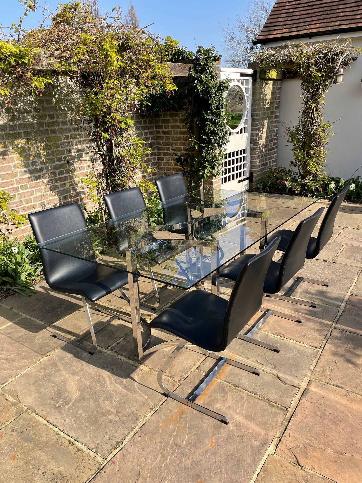 Merrow Associates Glass Topped Dining Table Mid-Century Modern 1970's