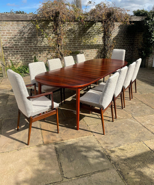 Set Of 10 Rosewood Dining Chairs by Robert Heritage for Archie Shine Mid Century Modern 1950's (Carvers not included)