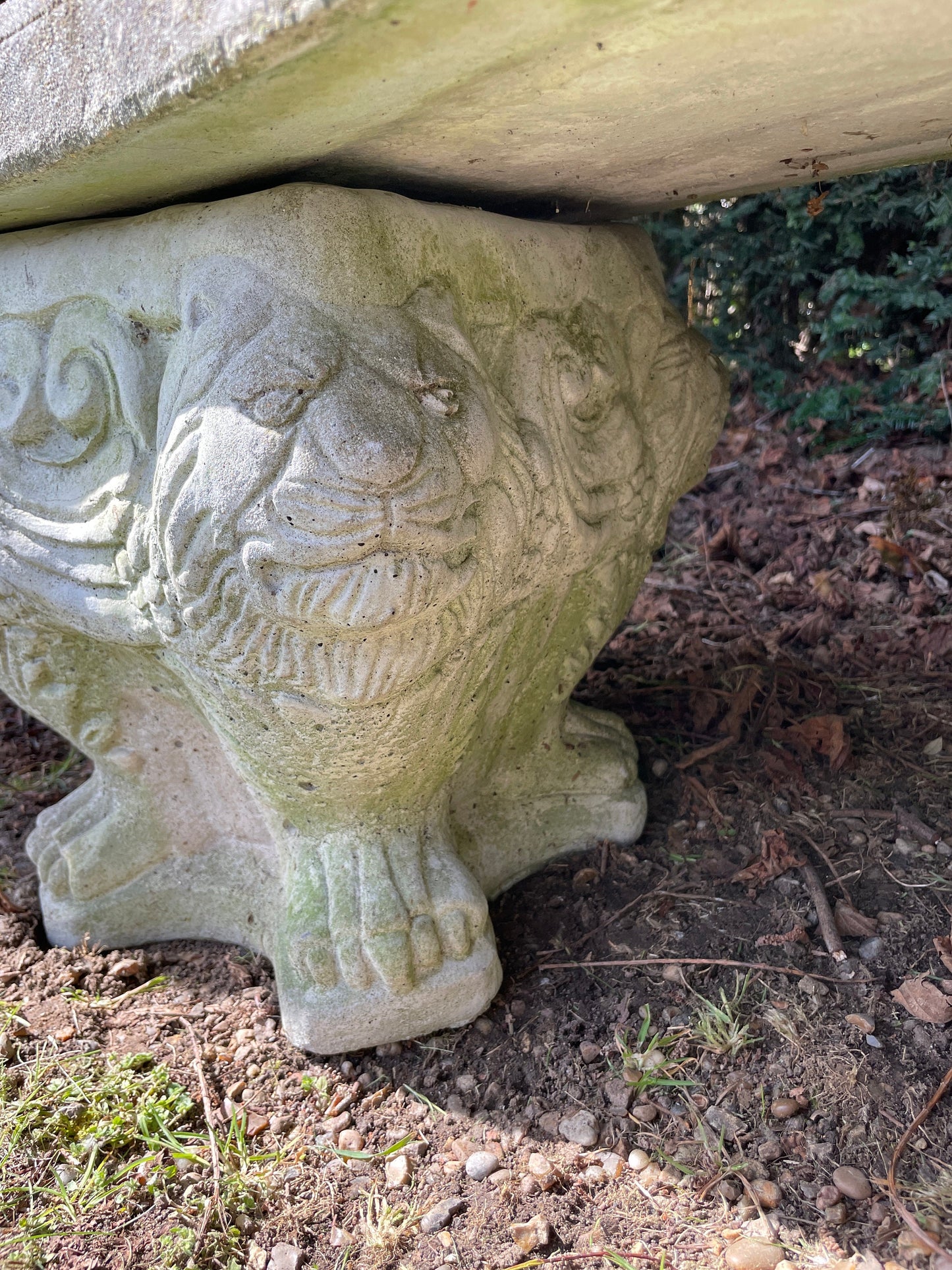 Reserved for Julia ** shipping for pots and Mid Century Modern Stone Lion Garden Bench