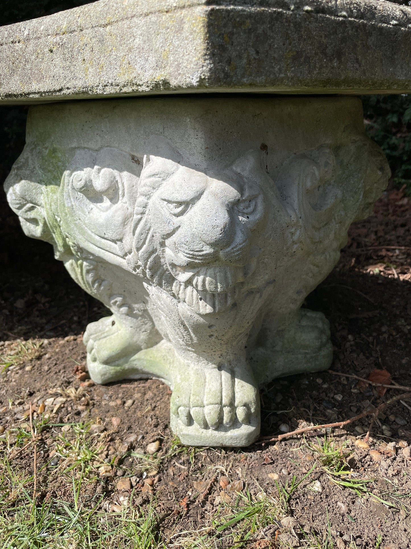 Reserved for Julia ** shipping for pots and Mid Century Modern Stone Lion Garden Bench