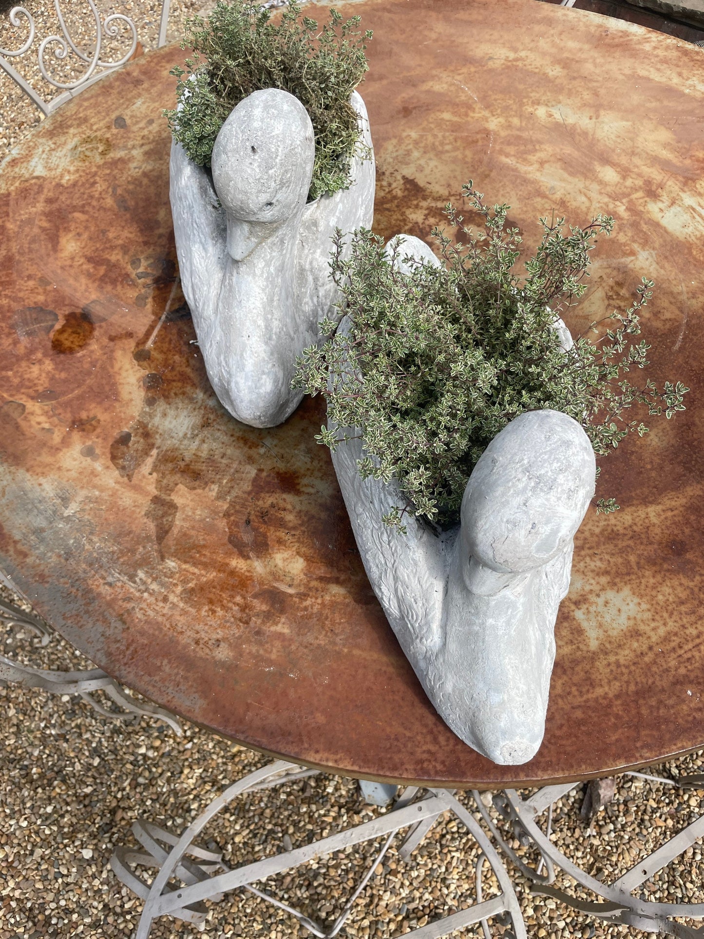 Pair Of Swan Garden Planters/Pots Mid Century Modern, Vintage
