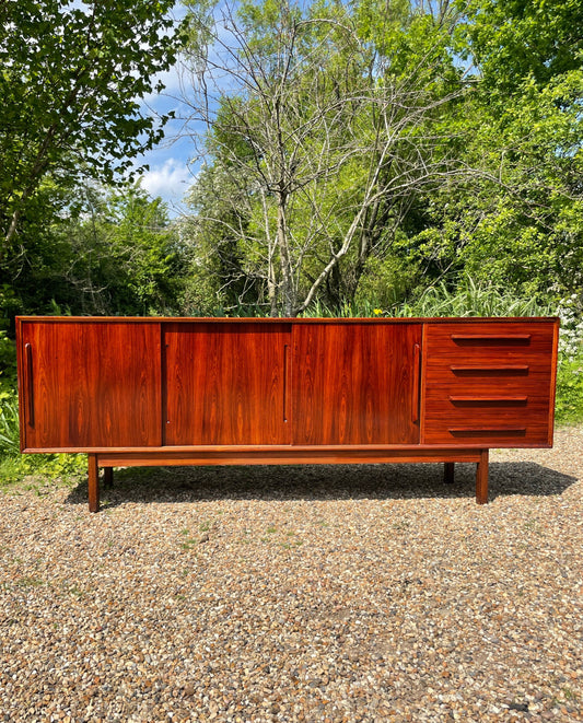 Mid-Century Modern Danish Rosewood Sideboard By Ib-Kofod Larsen Faarup Møbelfabrik With Exceptional Flaming