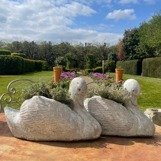 Pair Of Swan Garden Planters/Pots Mid Century Modern, Vintage
