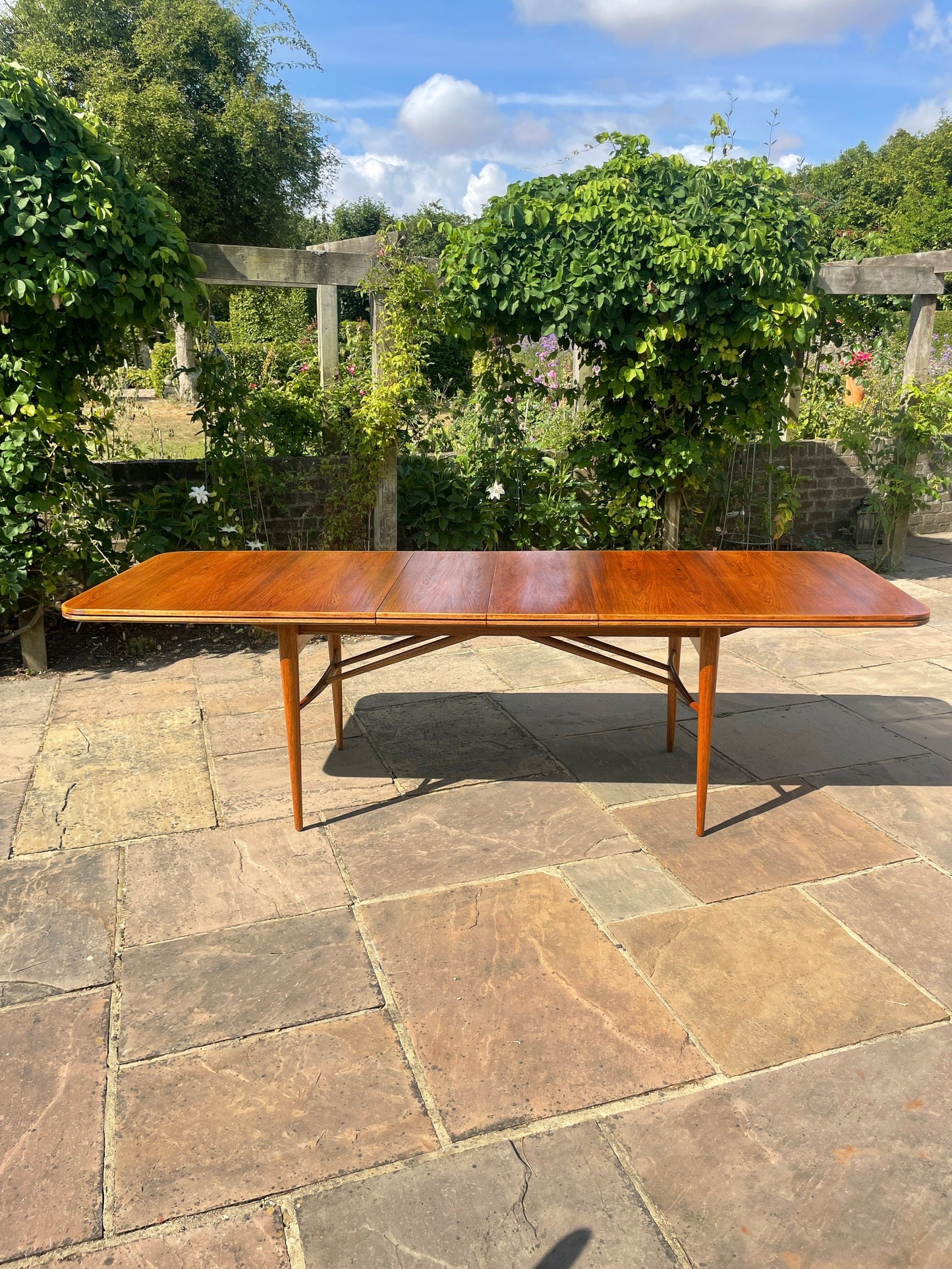 For Leah*** remaining amount, including taxes for fabric import, Teak Dining Suite by Robert Heritage for Archie Shine Comprising of a Hamilton Dining Table and 6 Hamilton Chairs Mid Century Modern 1950's