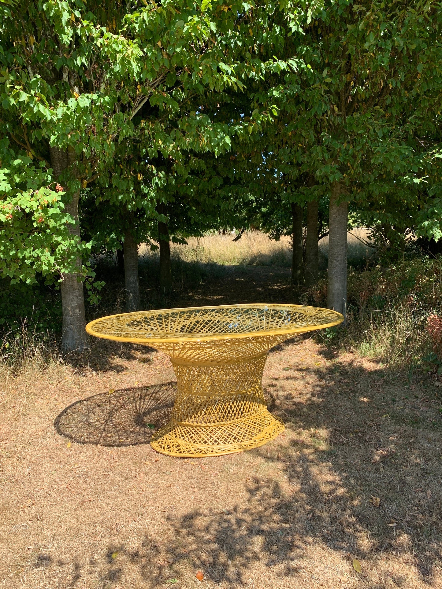 ***Reserved for Lucinda George price includes delivery ****Mid Century Modern Hollywood Regency Bamboo Effect Spun Fibreglass Garden Dining Set