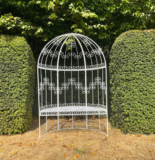 Vintage Wrought Iron Hollywood Regency / Mid-Century Arbour Love Seat