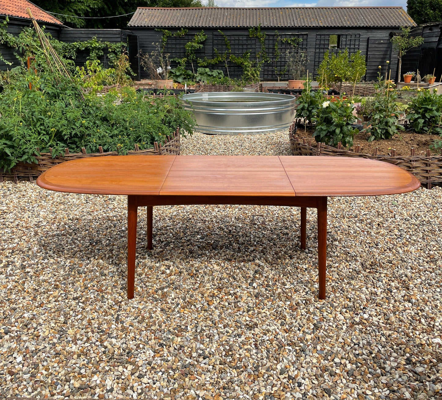 For Peg*** Deposits for Exceptionally Elegant Mid Century Modern Danish Teak Dining Table by Elsteds Agerbaek, 8 Archie shine chairs, crate and shipping