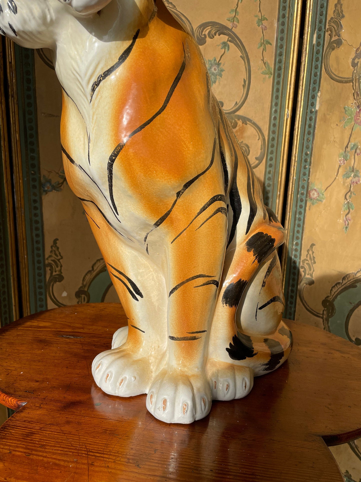 Shipping for Dale *** Vintage Italian Ceramic Tiger Statue/Sculpture Mid Century Modern/Hollywood Regency 1950's