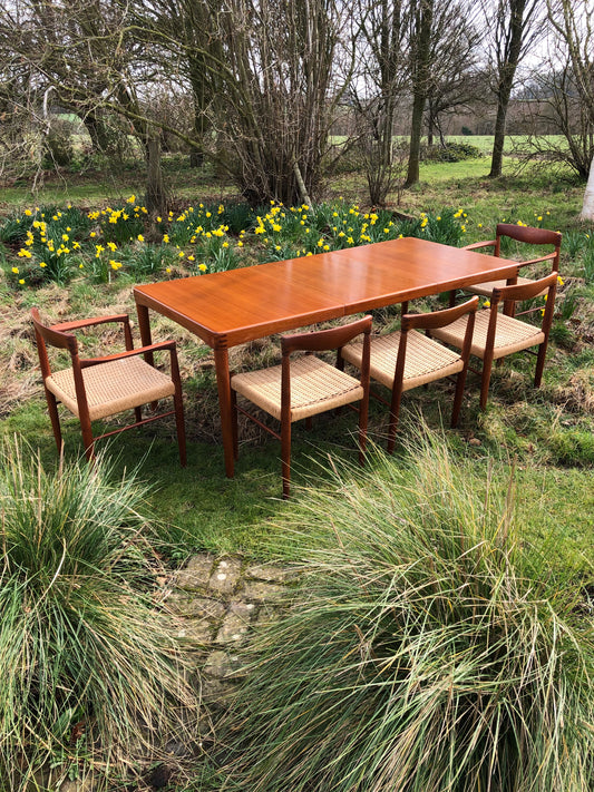For Perri Danish teak dining table by W H Klein. Price in Claude’s shipping and bespoke crate.