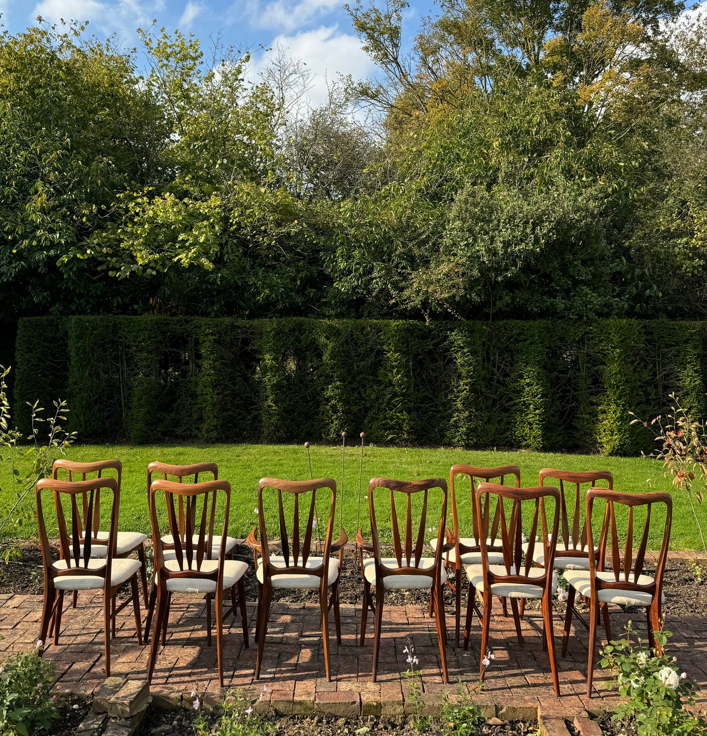 Mid Century Danish Rosewood Set Of Ten Danish Teak ‘Ingrid’ Dining Chairs By Niels Koefoed. Pending A10 certificate