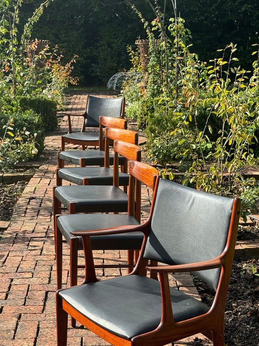 Mid Century Rosewood Bramin Dining Chairs with Uldum Møbelfabrik Armchairs - Pending A10 Certificate